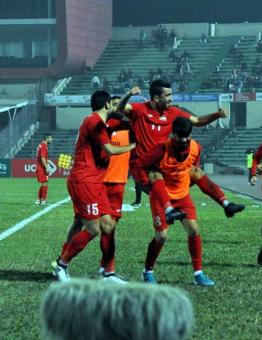 احتفال لاعبي المنتخب بالهدف