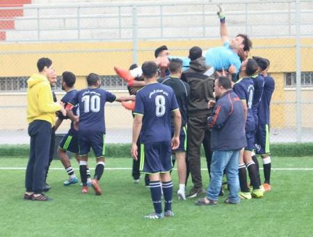 فرحة لاعبي الهلال بالصعود، تصوير عبد الرحيم البحيصي